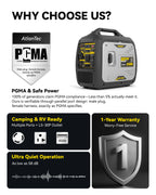 Portable Quiet Inverter Generator for Camping RV Home, 4000W, 120V/30A, EPA Emission Standard Compliant