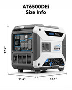Dual-Fuel Inverter Generator Portable Quiet, 120V/230V/30A, AT6500DEi