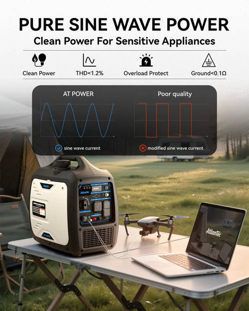5000W Quiet Inverter Generator Portable for Home, RV, Camping, 120V/30A, EPA Emission Standard Compliant
