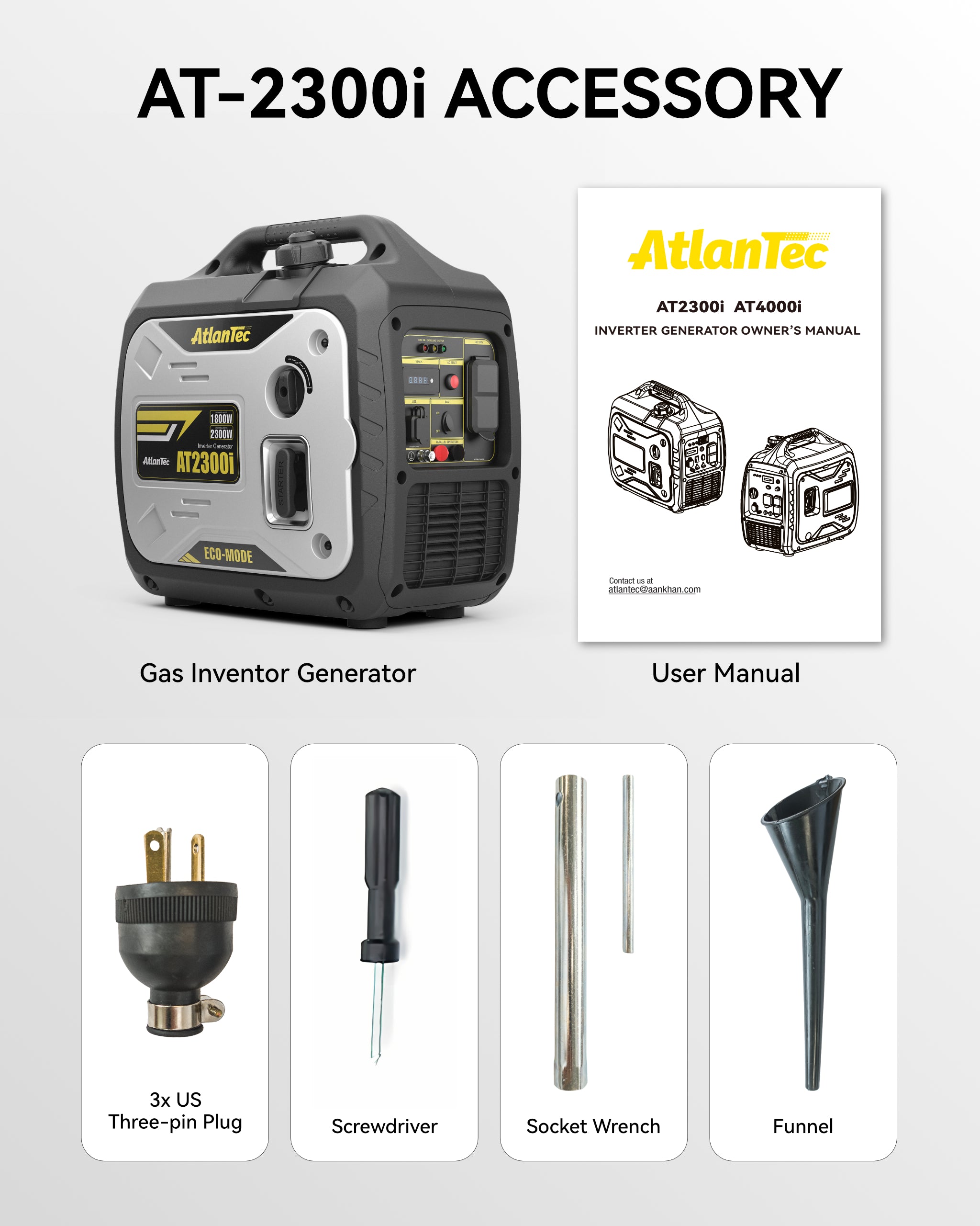 Portable Inverter Generator 2300-Watt Gas Powered .Super Quiet Gas Generators for Camping, Tailgating, Home Emergency Home Backup - EPA & PGMA Compliant