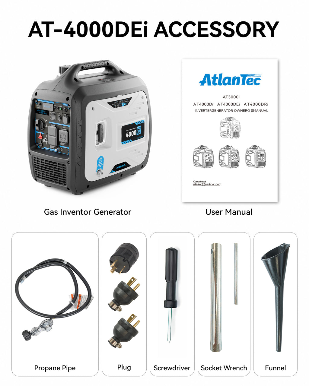 4000 Watt Dual Fuel Inverter Generator, RV Ready, Electric Start, Quiet for Outdoor Camping, Home Backup, Garden, PGMA Compliant