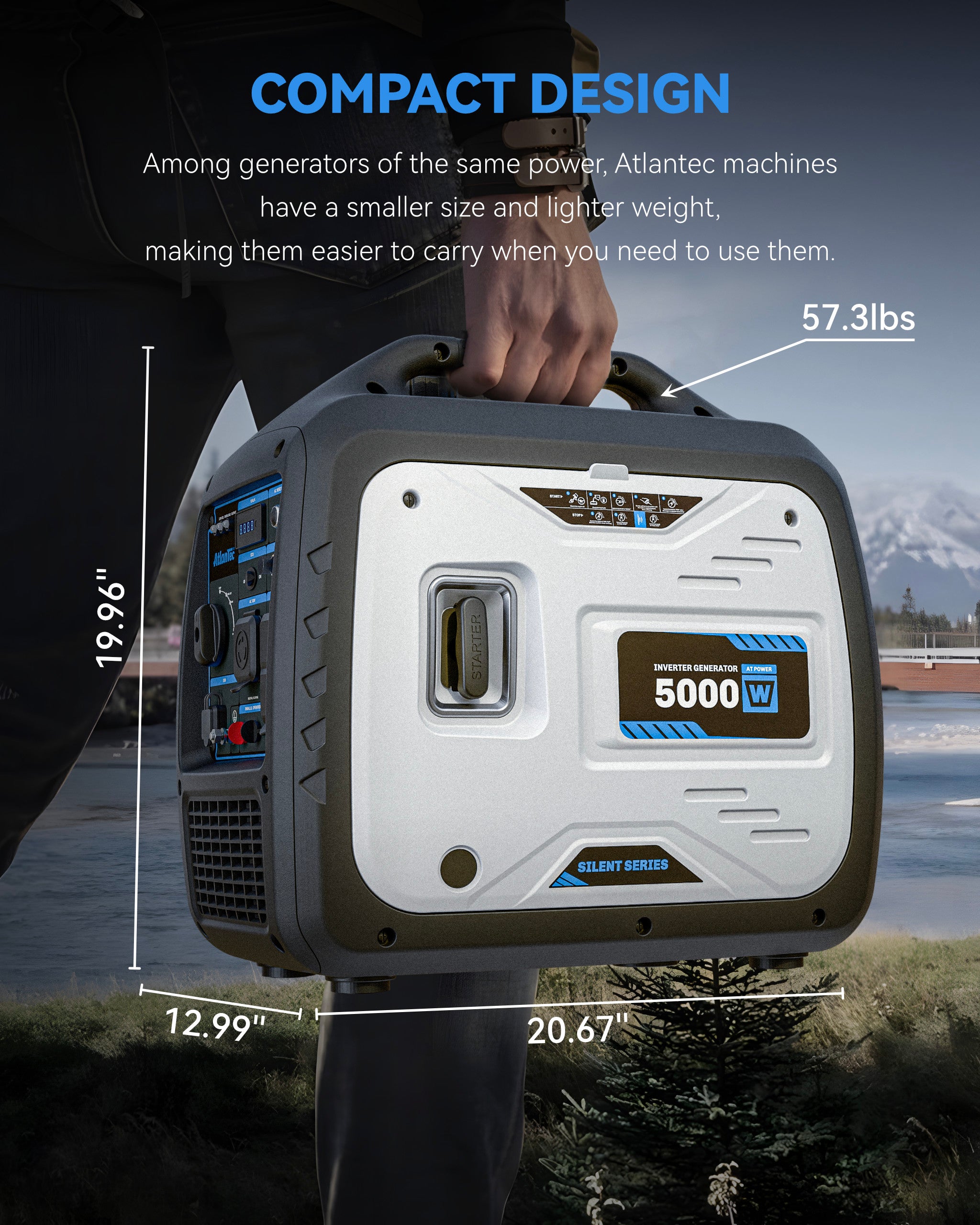 Quiet Inverter Generator Portable for Home, RV, Camping, 120V/30A, 5000W, EPA Emission Standard Compliant