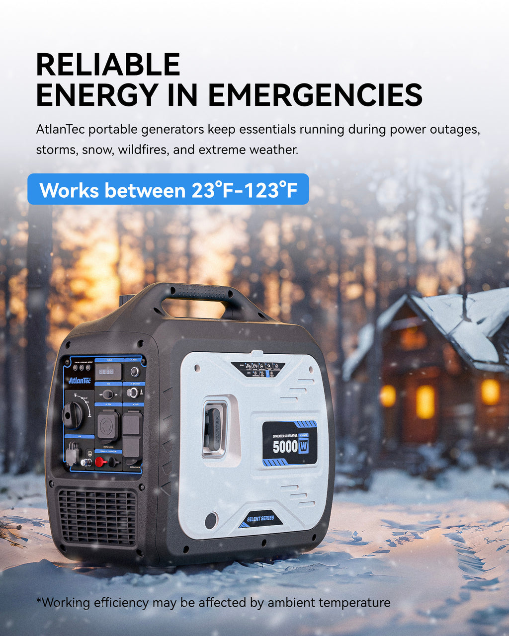 Quiet Inverter Generator Portable for Home, RV, Camping, 120V/30A, 5000W, EPA Emission Standard Compliant