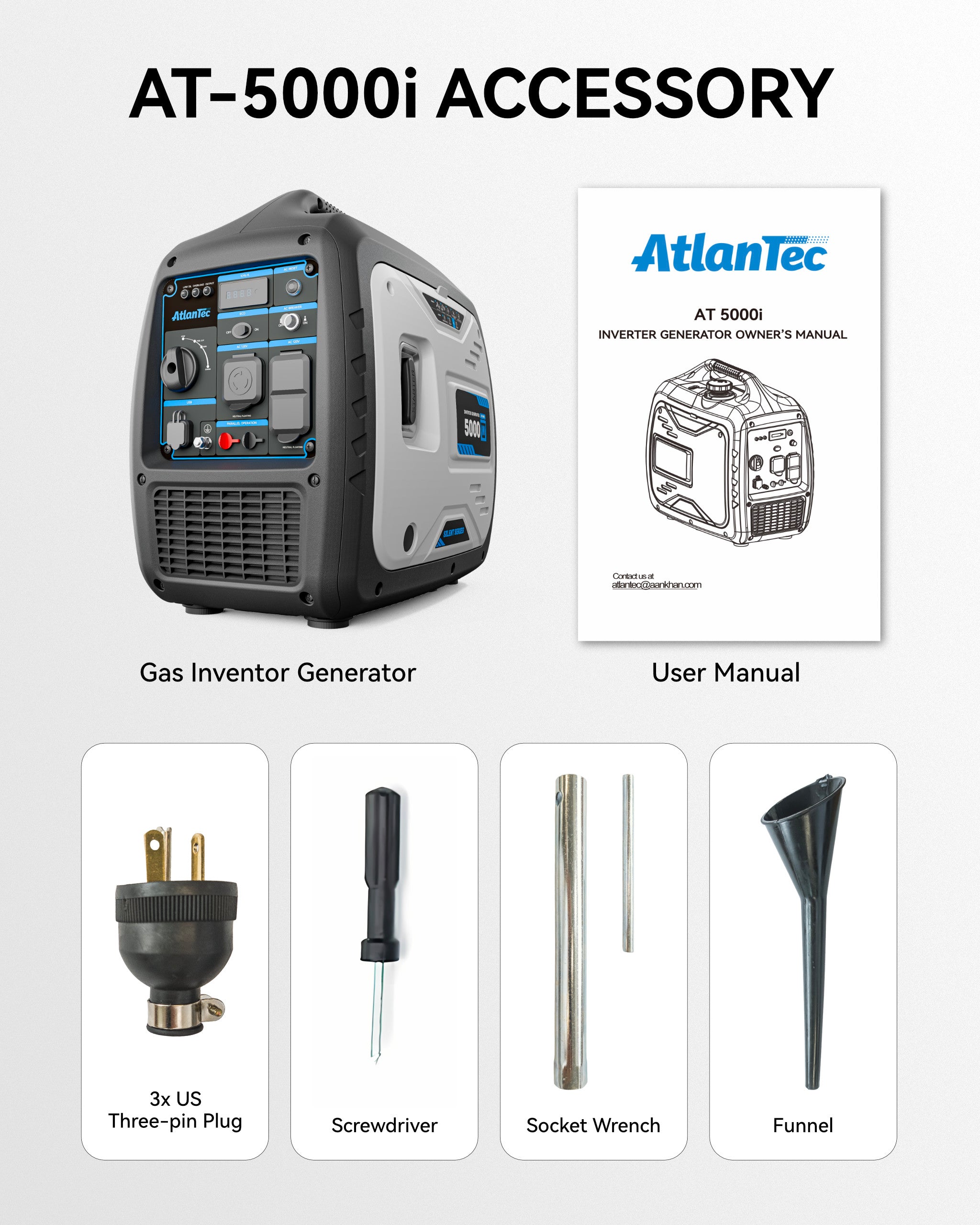 Quiet Inverter Generator Portable for Home, RV, Camping, 120V/30A, 5000W, EPA Emission Standard Compliant