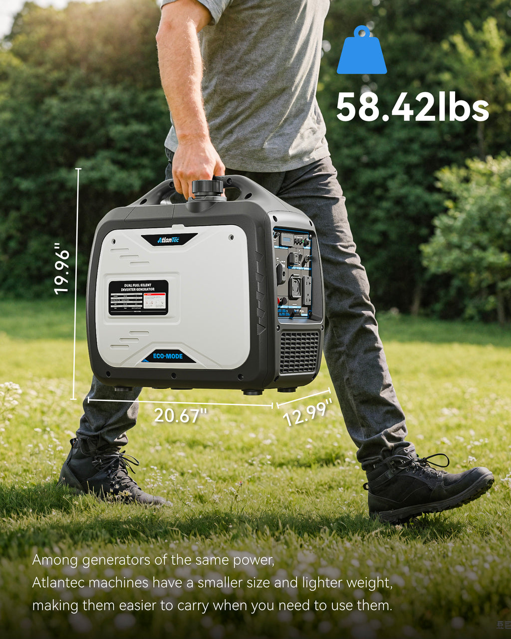 4000W Dual-Fuel Generator, Portable Quiet Inverter Gasoline and LPG Generator for Camping & RV, 120V/30A, EPA Emission Standard Compliant