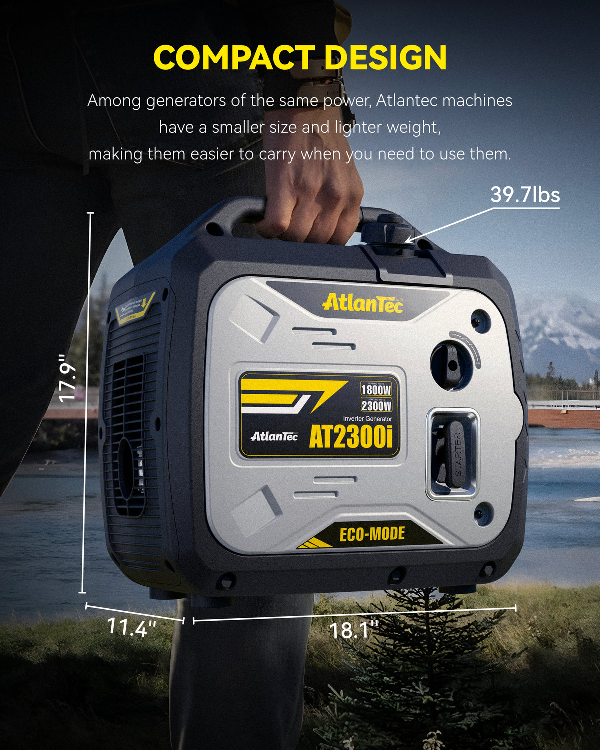 Portable Inverter Generator 2300-Watt Gas Powered, Super Quiet Gas Generators for Camping, Tailgating, Home Emergency Home Backup