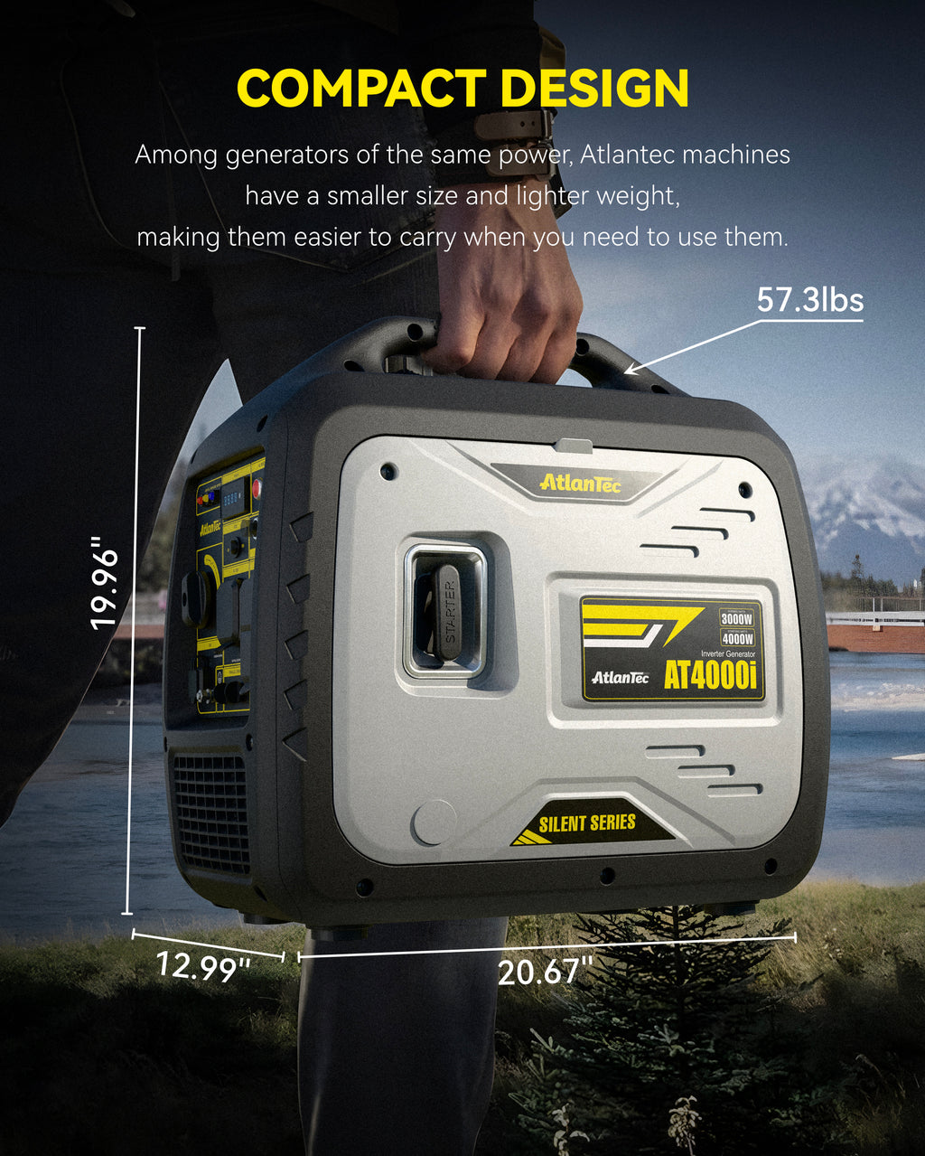 Portable Quiet Inverter Generator for Camping RV Home, 4000W, 120V/30A, EPA Emission Standard Compliant