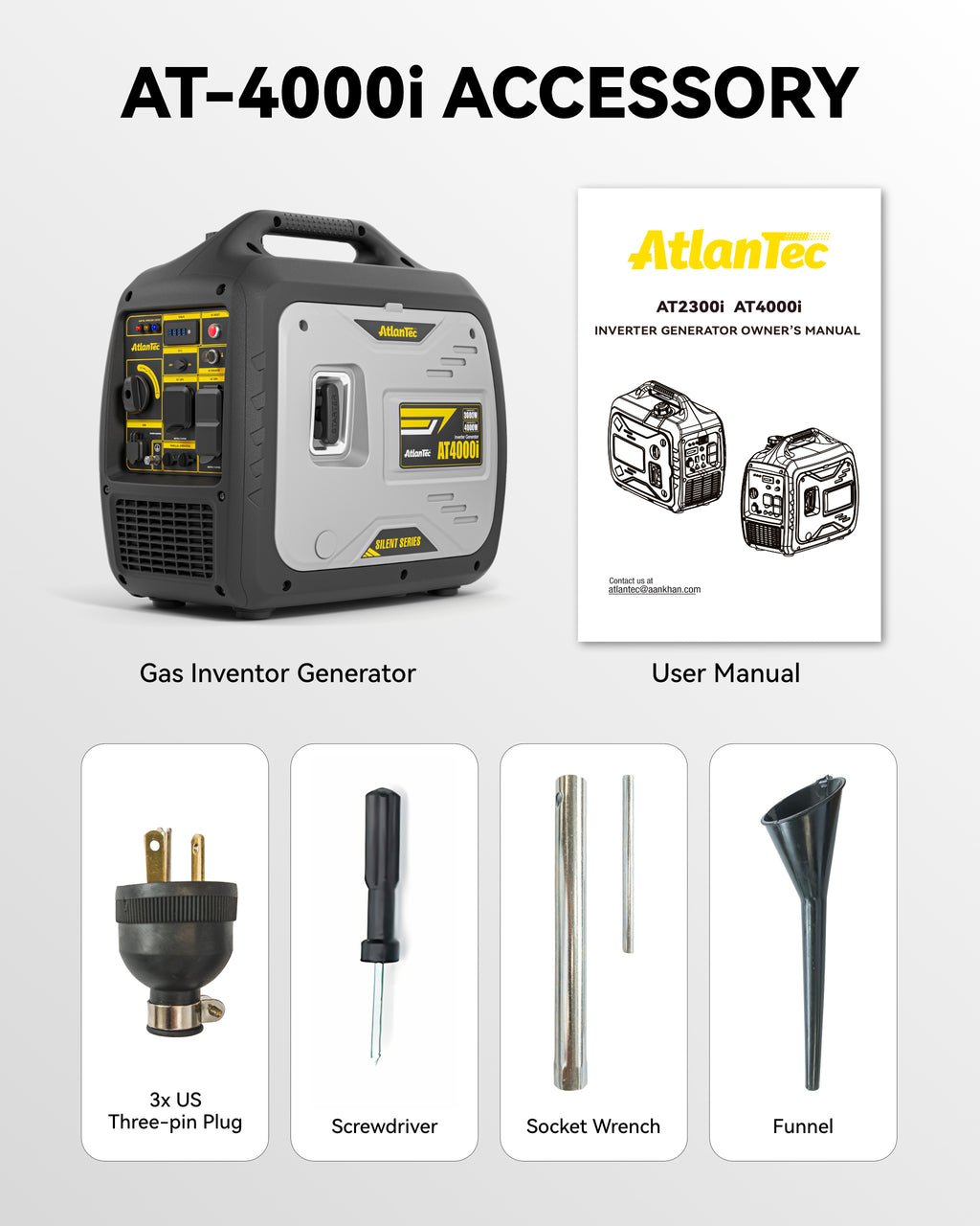 Portable Quiet Inverter Generator for Camping RV Home, 4000W, 120V/30A, EPA Emission Standard Compliant