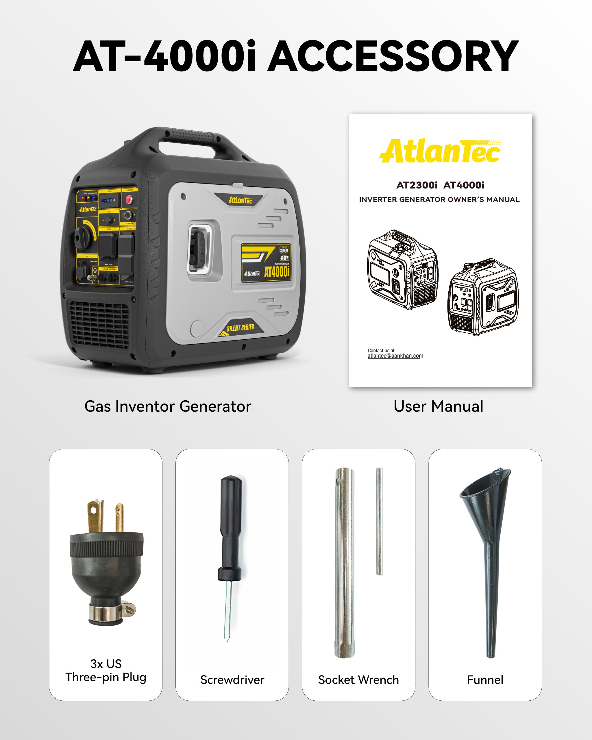 Portable Quiet Inverter Generator for Camping RV Home, 4000W, 120V/30A, EPA Emission Standard Compliant